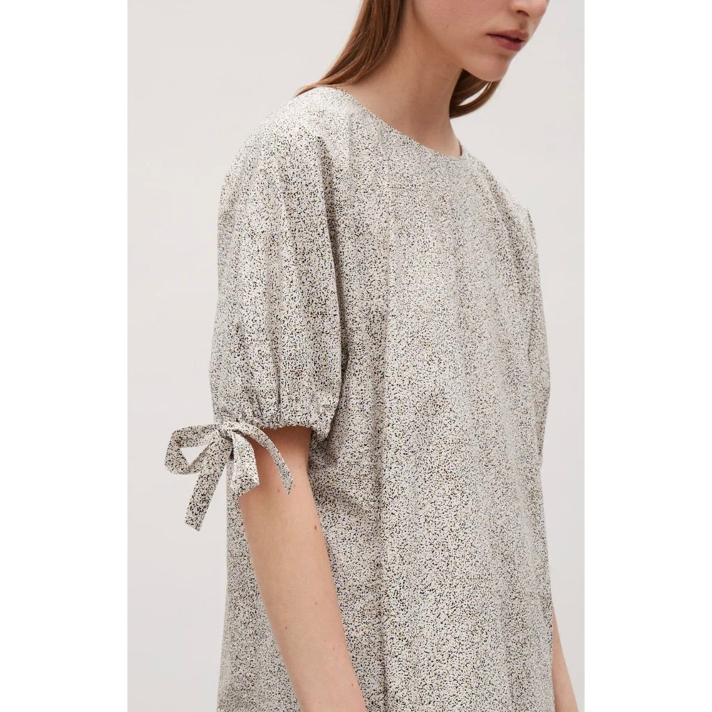 COS Shift Dress Womens 2 Yellow Black Excellent Tie Sleeve Cotton Mini‎